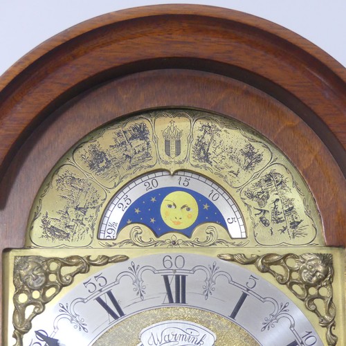 254 - A 20th century John Warmink walnut and mahogany Grandmother clock, the 8-day strike movement with qu... 