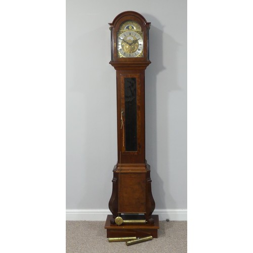 254 - A 20th century John Warmink walnut and mahogany Grandmother clock, the 8-day strike movement with qu... 