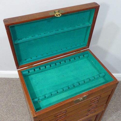 307 - An Oriental hardwood Cutlery Canteen Cabinet, with baize lined fitted hinged top section above four ... 