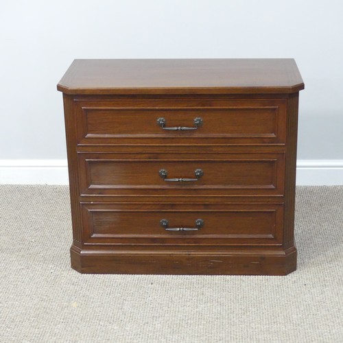 308 - An Oriental hardwood low Chest of Drawers, comprising three long drawers, on plinth base, W 79cm x D... 