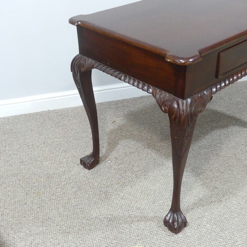 310 - A Georgian-style hardwood Side Table, with shaped rectangular top above a singular frieze drawer, al... 