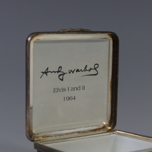 94 - A limited edition Halcyon Days enamel Box, depicting Andy Warhol's 'Elvis I & II', limited editi... 