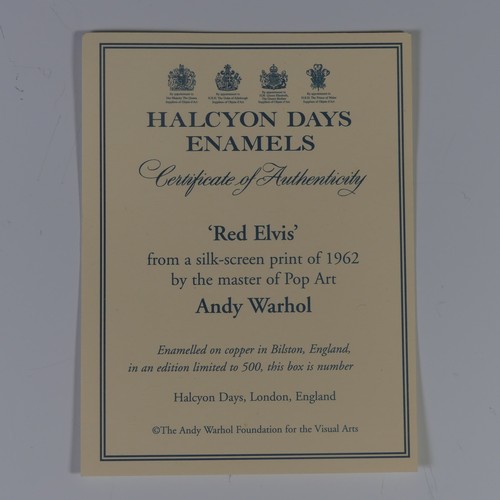 96 - A limited edition Halcyon Days enamel Box, depicting Warhol's 'Red Elvis 1962', 60/500, boxed with c... 