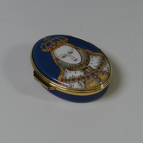 98 - A limited edition Halcyon Days enamel Box, depicting a portrait of Queen Elizabeth I as held by Jesu... 