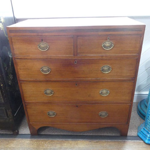 373 - A George III mahogany Chest of Drawers, comprising of two short over three long drawers, with metal ... 