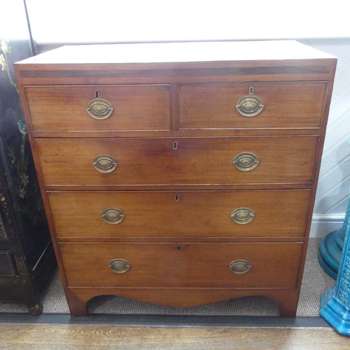 373 - A George III mahogany Chest of Drawers, comprising of two short over three long drawers, with metal ... 