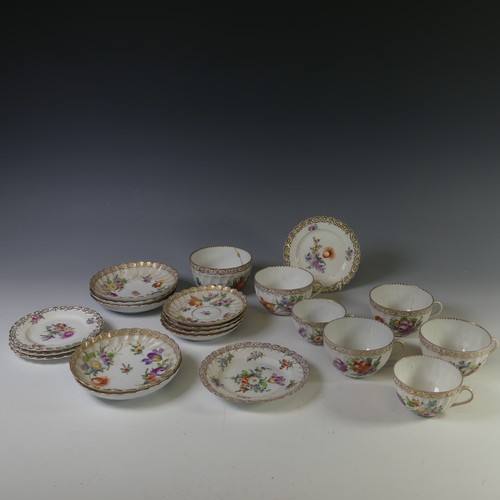 85 - A Dresden part Tea and Coffee Service, to comprise eight Coffee Cups, eight Saucers, Tea Cup, Tea Po... 