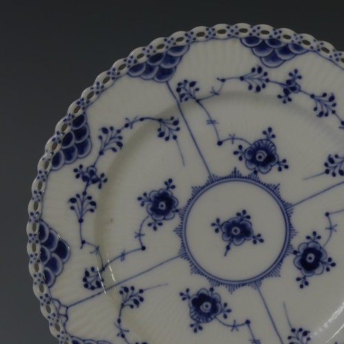 87 - An extensive Royal Copenhagen blue and white fluted lace pattern Dinner Service, comprising twelve P... 