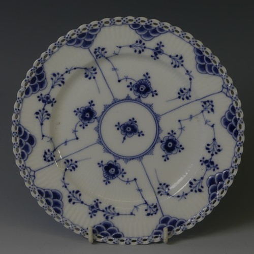 87 - An extensive Royal Copenhagen blue and white fluted lace pattern Dinner Service, comprising twelve P... 