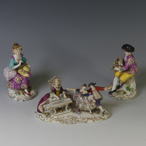 115 - A pair of Sampson porcelain Figures, depicted perched upon tree stumps, raised on gilded plinth base... 