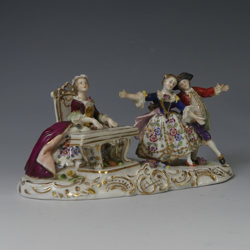 115 - A pair of Sampson porcelain Figures, depicted perched upon tree stumps, raised on gilded plinth base... 