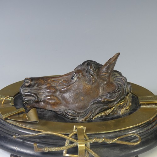 430 - An Edwardian 'horse head' Ink Stand, the horse head opening to reveal a recess for an inkwell, with ... 