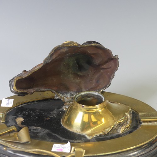 430 - An Edwardian 'horse head' Ink Stand, the horse head opening to reveal a recess for an inkwell, with ... 