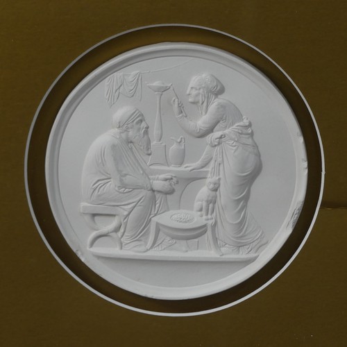 447 - A set of four plaster 'Grand Tour' style circular Plaques, each depicting a different classical scen... 