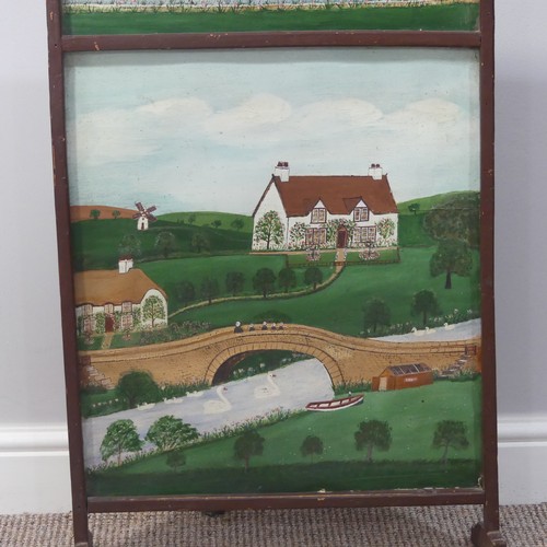 201 - W. J. Binding of Watchet, Somerset (1880-1968), a naive school folk art painted firescreen, circa 19... 