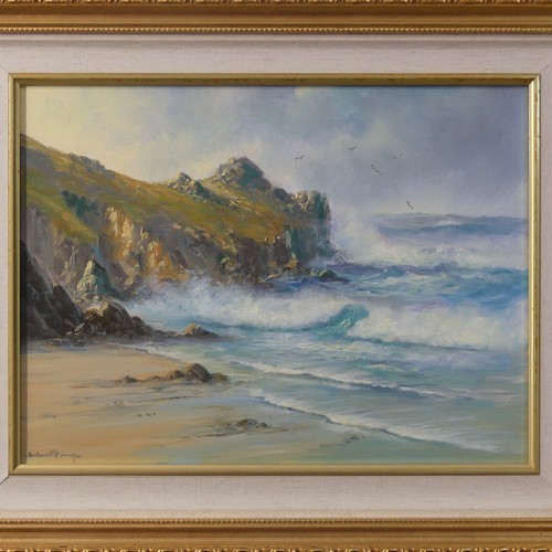 188 - Richard Blowey, (British b. 1947), 'Clodgy Porthmeer Beach', Oil on Canvas, signed lower left, 29cm ... 