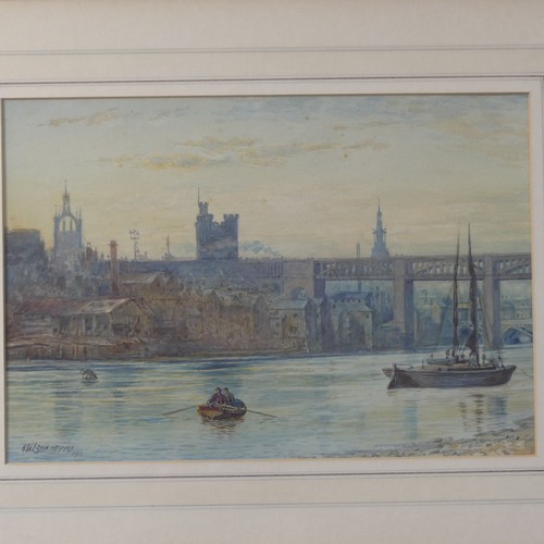 163 - Wilson Hepple (1854-1937), View of construction of Tyne Bridge (High Level), watercolour, signed and... 