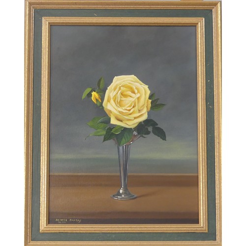 177 - Dennis Ramsay (British/Australian, 1925-2009), Yellow Rose, oil on board, signed and dated bottom le... 