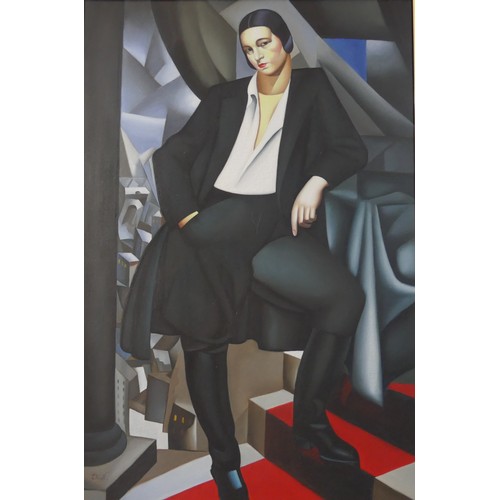 187 - After Tamara de Lempicka (Polish, 1898-1980), Portrait of Duchesse de la Salle, oil on canvas, signe... 