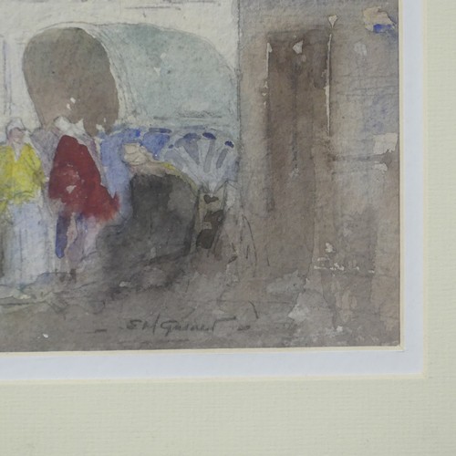 197 - Edith Mary Garner (British, b.1881), Honfleur and Samer, a pair, pencil and watercolour, signed, 25c... 