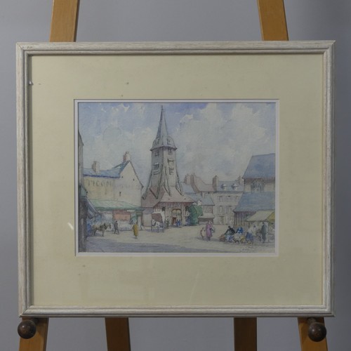 197 - Edith Mary Garner (British, b.1881), Honfleur and Samer, a pair, pencil and watercolour, signed, 25c... 