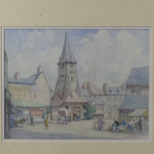 197 - Edith Mary Garner (British, b.1881), Honfleur and Samer, a pair, pencil and watercolour, signed, 25c... 