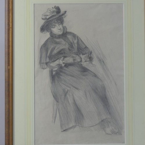 231 - Percy Morton Teasdale (attrib.) (Staithes Group, 1870-1961): Portrait of a lady, seated, pencil, 45c... 