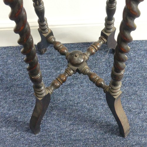 317 - An Edwardian barley-twist Torchere Plant Stand, circular top on barley twist supports connected by a... 