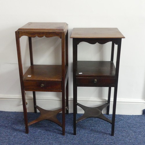 319 - A 19thC mahogany bedside Washstand, with square top above a middle drawer and under tier, on square ... 