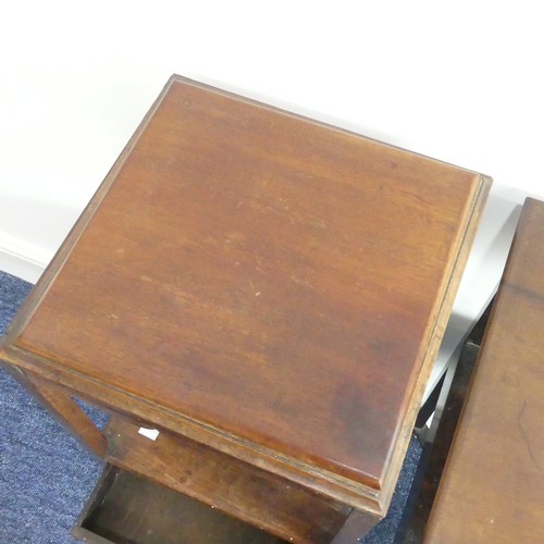 319 - A 19thC mahogany bedside Washstand, with square top above a middle drawer and under tier, on square ... 