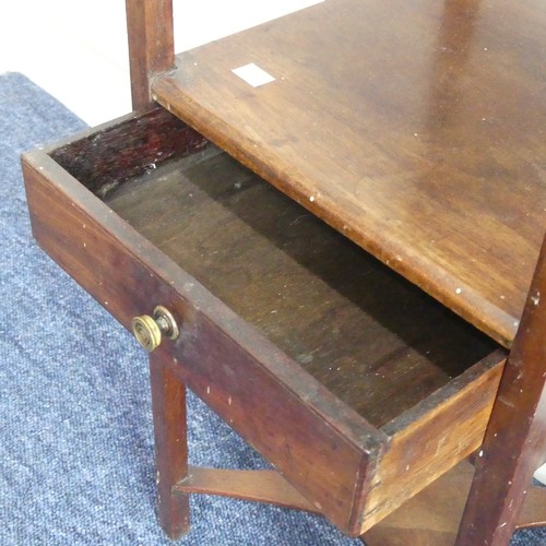 319 - A 19thC mahogany bedside Washstand, with square top above a middle drawer and under tier, on square ... 