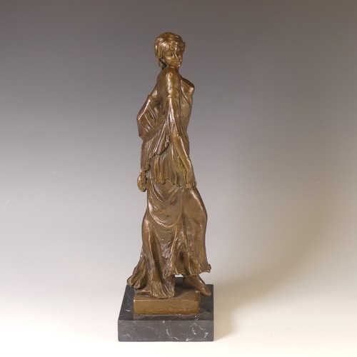 243 - A bronze figure of a Dancer, bearing signature 'Aldo Vitaleh', raised on a black marble base, overal... 