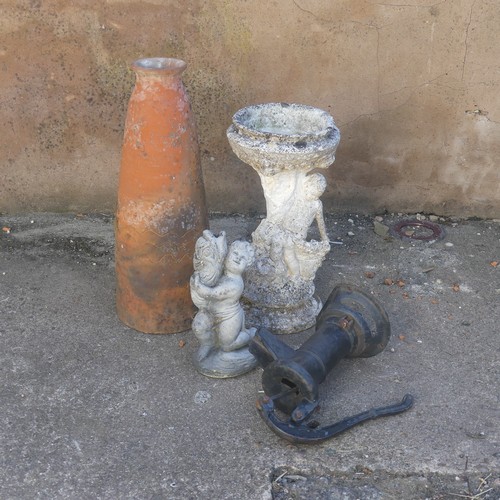 275 - Garden Statuary; a reconstituted stone figural Bird Bath, together with a reconstituted stone figura... 