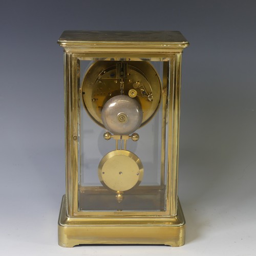 251 - A 19th century French brass four-glass Mantel Clock, the movement stamped “B.R.”, striking on a bell... 