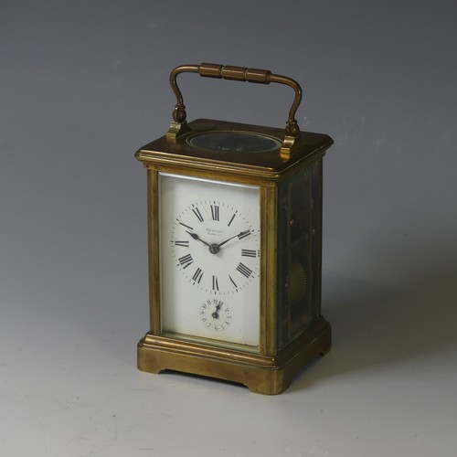 265 - A 19th century French gilt-brass Carriage Clock with alarm, of traditional five-glass form, the two ... 