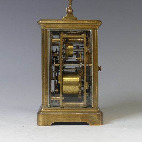 265 - A 19th century French gilt-brass Carriage Clock with alarm, of traditional five-glass form, the two ... 