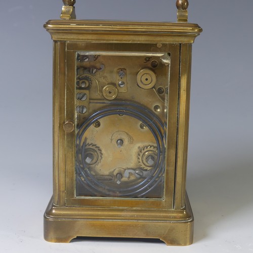 265 - A 19th century French gilt-brass Carriage Clock with alarm, of traditional five-glass form, the two ... 