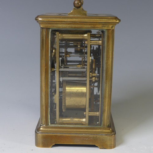 265 - A 19th century French gilt-brass Carriage Clock with alarm, of traditional five-glass form, the two ... 