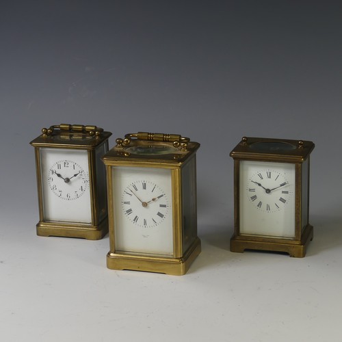 256 - A French gilt-brass Carriage Clock, the movement signed 