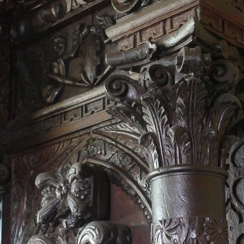 530 - A late 16thC to early 17thC, and later, heavily carved oak large inverted breakfront pedestal Sidebo... 