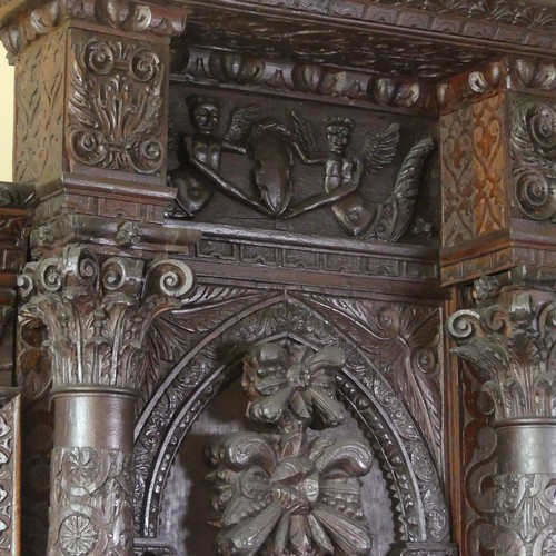 530 - A late 16thC to early 17thC, and later, heavily carved oak large inverted breakfront pedestal Sidebo... 