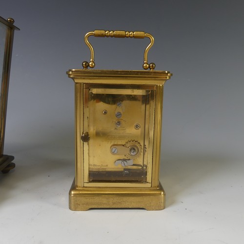 259 - A gilt-brass Carriage Clock, of five glass form with Swiss 11-jewels movement, signed Matthew Norman... 