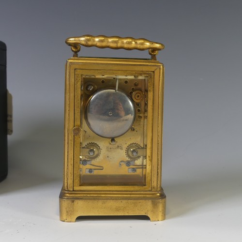 255 - A French gilt brass striking Carriage Clock, circa 1890, of traditional five glass form, the two bar... 