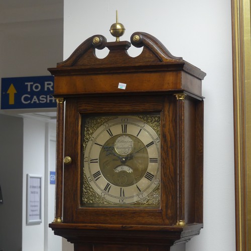 252 - A Georgian oak 30-hour Longcase Clock, with single weight movement striking on a bell, the 10-inch s... 