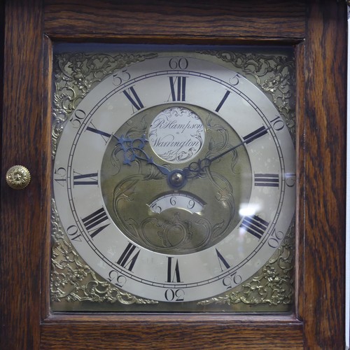 252 - A Georgian oak 30-hour Longcase Clock, with single weight movement striking on a bell, the 10-inch s... 