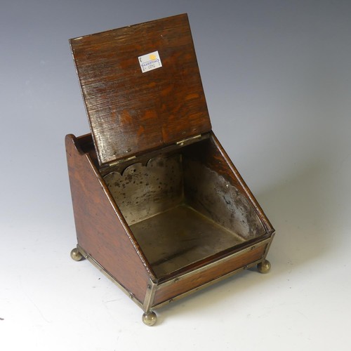 388 - An Edwardian oak Tea Caddy, modelled as a miniature coal scuttle, W 15cm x H 20cm x D 17cm.... 