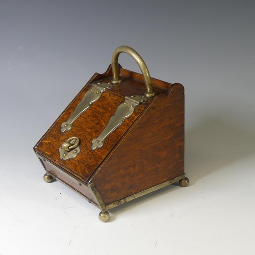 388 - An Edwardian oak Tea Caddy, modelled as a miniature coal scuttle, W 15cm x H 20cm x D 17cm.... 