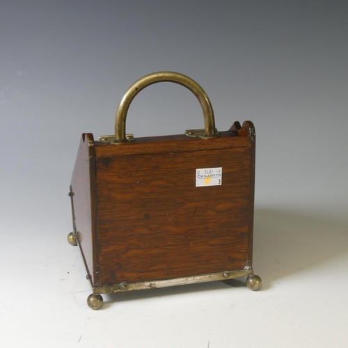 388 - An Edwardian oak Tea Caddy, modelled as a miniature coal scuttle, W 15cm x H 20cm x D 17cm.... 