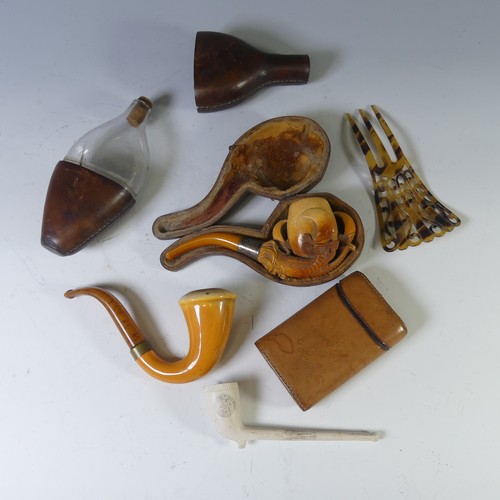 465 - A cased white metal and amber mounted Meerschaum Pipe, in the form of a beasts claw, in fitted case,... 