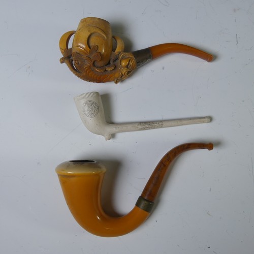 465 - A cased white metal and amber mounted Meerschaum Pipe, in the form of a beasts claw, in fitted case,... 